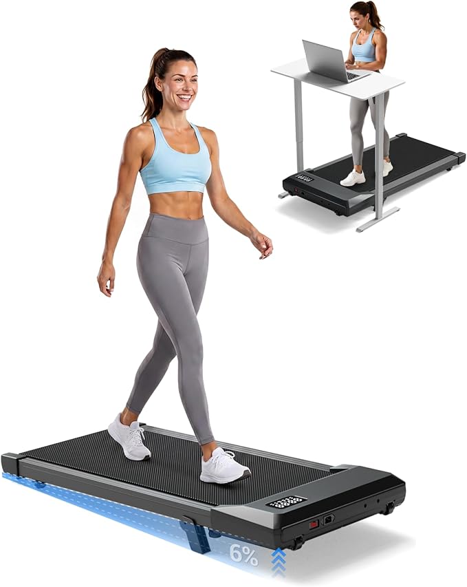 Superun Walking Pad with 6% Incline, Under Desk Treadmill for Home Office, 3 in 1 Portable Walking pad Treadmill with Remote Control, 2.5HP Quiet Mini Treadmills, 300 lbs Capacity