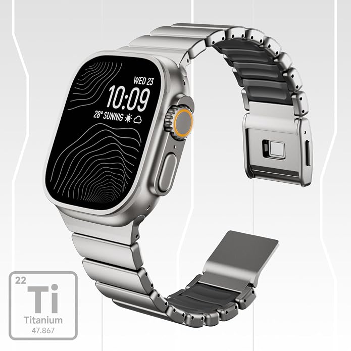 Magnetic Titanium Band Compatible with Apple Watch Ultra 3/2/1 Band 49mm Series 11 10 46mm 45mm 44mm 42mm SE 3/2/1 9 8 7 6 5 4,Luxury Silicone Dual-Layer Link For iwatch Men Women