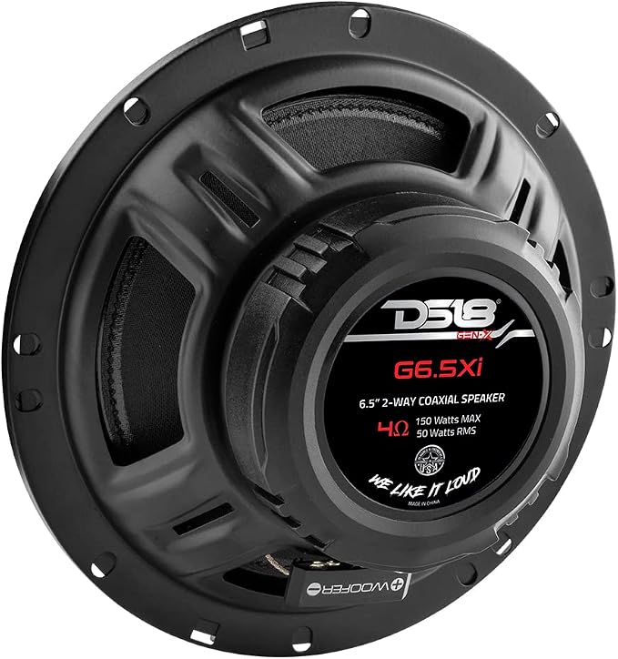 DS18 GEN-X6.5 Coaxial Speaker - 6.5", 3-Way, 165W Max, 50W RMS, Black Paper Cone, Two Mylar Dome Tweeters, 4 Ohms - Clarity Unparalled by Other Speakers in Their Class (2 Speakers)