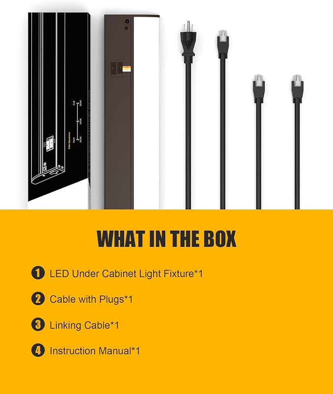 Hardwired Under Cabinet Lighting, 30 inch 3CCT with Triac Dimmable, 20W Linkable Under Counter Lights for Kitchen, CRI 97, 240 LED 1700 Lumen Under Cabinet Lights with 2 Cord, Brown