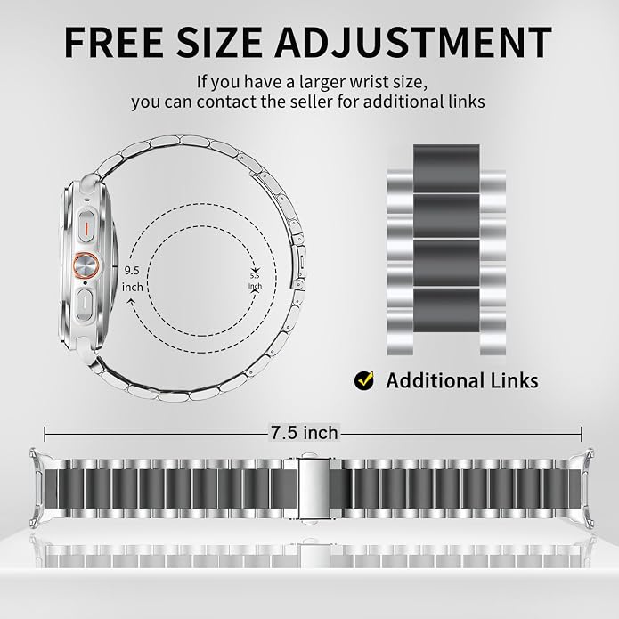 GOLDTOLUCK No Gap Stainless Steel Band Compatible with Samsung Galaxy Watch 8 7 6 5 4 Classic FE Pro Ultra 40mm 44mm 46mm 43mm 47mm 45mm 42mm Replacement Men Women Milanese Metal Elegant Casual