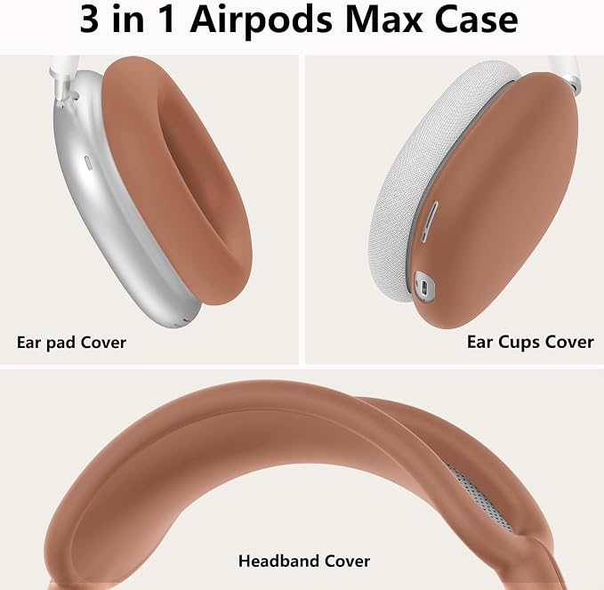 Silicone Case Cover for AirPods Max Headphones, Ear Pad Case Cover/Ear Cups Cover/Headband Cover for AirPods Max 2/1 (2026/2024/2020)(USB-C/Lightning),Silicone Accessories for Apple AirPod Max 2, Dune