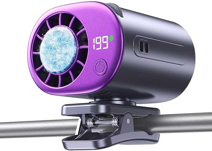 Clip-On Portable Fan with Ice Cooling, 20000 RPM Rechargeable Handheld Turbo Fan, 360° Rotating Detachable Clip, Mini Stroller Fan for Baby, Compact Travel Essentials, Summer Gifts for Women,Grey