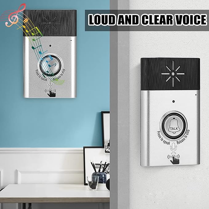 Tosuny Wireless Voice 2Way Intercom Doorbell with Builtin Speaker, Home Security Access Control System with 6 Months Long Standby time, Door Chime