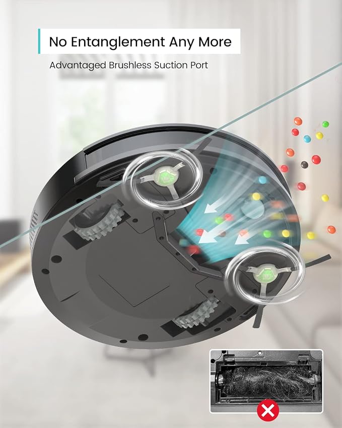 Lefant M210 Pro Robot Vacuum, Slim Quiet, 3 Adjustable Suction Levels, 6 Modes, Robot Vacuum Cleaner for Pet Hair, Hard Floors & Low Carpets, Self-Charging, WiFi/App/Alexa Control, Black