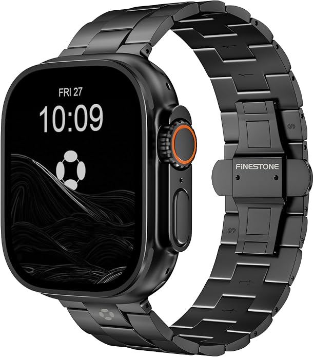 Titanium Watch Band for Apple Watch Ultra 3/2/1 49mm & Series 11/10 46mm, Grade 5 Titanium Apple Watch Band with Anti-Scratch DLC Coating, 22mm Premium Business Metal Strap for Men - CRNS03