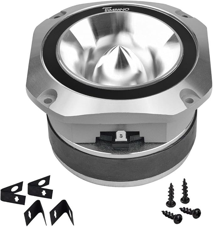 Timpano Super Tweeter 4 Inch TPT-ST25 Chrome, 8 Ohm, 900 Watts Max, 107 dB, 1.5 in Voice Coil, HIgh Sensitivity, Slim Profile Bullet Tweeters Speakers for Pro Audio (Pair)