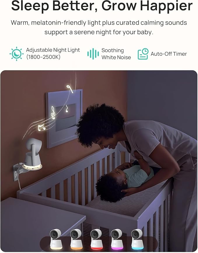 Dr.Care LumiView Smart WiFi Baby Monitor with 2 Cameras - 5" 1080P FHD & 2K Camera App Control, Privacy Mode, 5000mAh Removable Battery, Cry & Motion Alerts, HD Night Vision, Multi-User,1279ft Rang