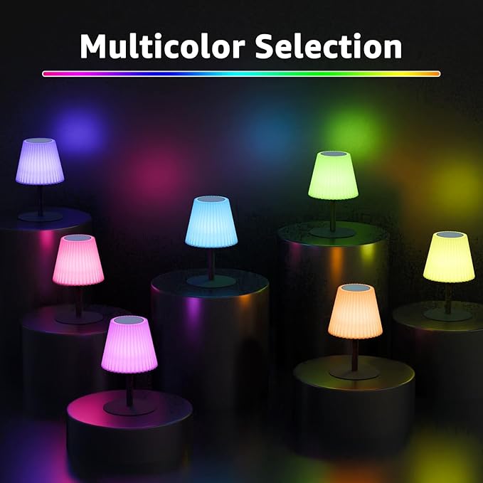 uuffoo 2 Pack Shower Lamp | Dual Speaker Pairing & RGB, IP44 Waterproof Rechargeable Table Lamp, Battery Operated Outdoor Lamp, Suitable for Inside Shower Bathroom Patio Garden Balcony Party