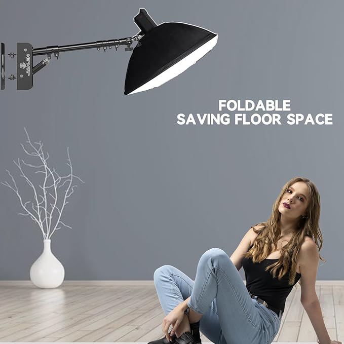 Ring Light Wall Mount 43.3inch/110cm, Ring Light Mount Support 180°Flexible Rotation for Studio Video Light, Monolight, Photography, Softbox, Reflector (43.3)