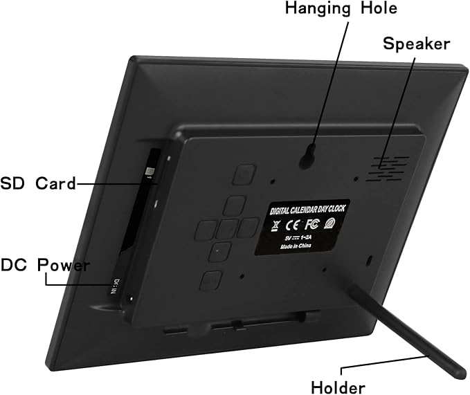 Digital Calendar Clock Date and Time Day of The Week Clock 8 Alarm Options + Auto Dimming for Seniors Dementia Elderly Patients