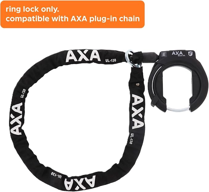 AXA Block XXL Ring Bike Lock, Heavy-Duty Retractable Rear Wheel Frame Lock with 56 mm (2.2") Extra-Wide Opening, Anti-Theft Security System for Bicycles, City Cruisers, Commuter, and E-Bikes
