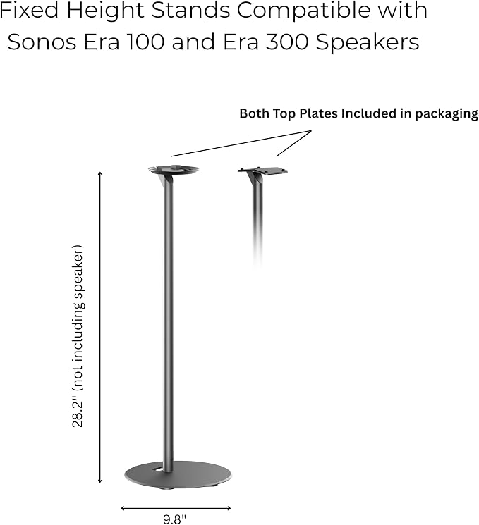 ynVISION.DESIGN Fixed Height Floor Stands Compatible with Sonos Era 100, Era 100 SL, Era 300 Speakers - Surround Sound Speaker Stands with Cable Management, Sleek and Secure, 28.2" w/o Speaker, 2 Pack