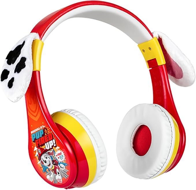 Paw Patrol Bluetooth Headphones for Kids, Volume Reduced Wireless Headphones for School Home or Travel (Paw Patrol Marshall)
