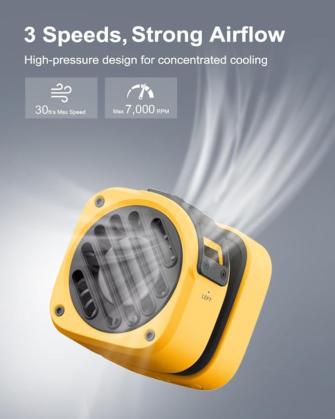 SOTHING Neck Fan with LED Light, Pocket Sized Personalized Fan with 3 Speeds, 7hrs Battery Life, USB-C Rechargeable, Portable Personal Cooling Device, Wearable Fan for Beach, Travel, Outdoor Adventure
