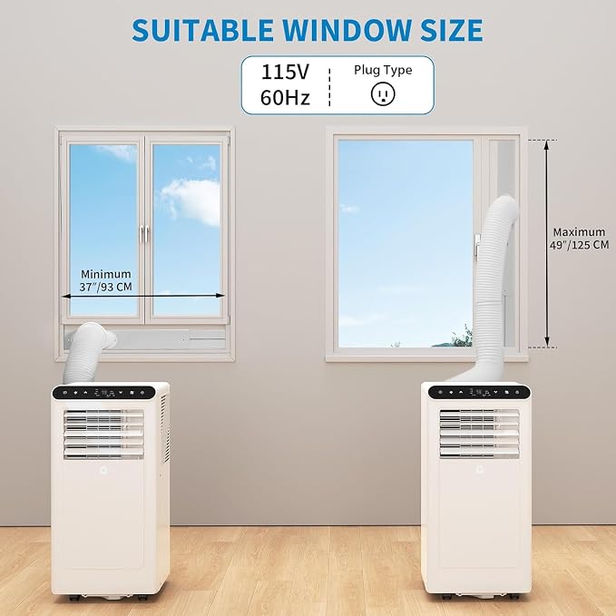 8000 BTU Portable Air Conditioners, 3-in-1 Portable AC with Cooling Dehumidifier Fan, Quiet Sleep Mode, Remote Control, 24H Timer,LED Touch Screen, for Bedroom Office Dorm Rooms Up to 350 Sq Ft