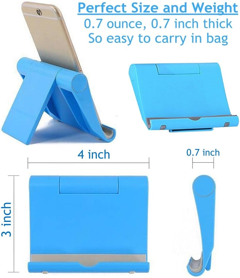 Cell Phone Stand for Desk 2 Pack Mobile Phone Holders Desktop Tablet Stand, Foldable Phone Dock Universal Adjustable Tablet Stand for Desk Compatible with Cell Phone Support (Blue+Pink)