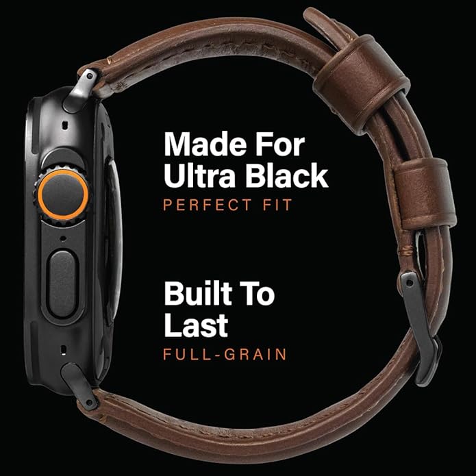 KORDIZ Traditional Leather Band for Apple Watch ULTRA 3, ULTRA 2/1 & Series 11, 10, 9, 8, 7-1, SE3, SE2, SE - Genuine Full Grain Leather Wristband - Men Women Replacement Band for iWatch Apple Watch [ 49mm 46mm 45mm 44mm ]