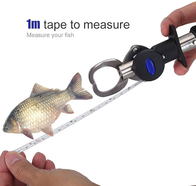 3 in 1 Fish Lip Grip Tool with Digital Scale 15kg, Fish Grabber for Freshwater Fishing, Stainless Steel EVA Foam Handle