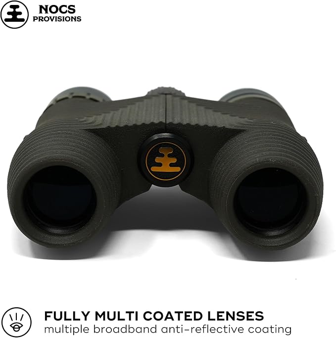 Nocs Provisions Standard Issue 8x25 Waterproof Binoculars, 8X Magnification, Bak4 Prism, Wide View Multi-Coated Lenses for Bird Watching, Hiking & Backpacking - Charcoal Black
