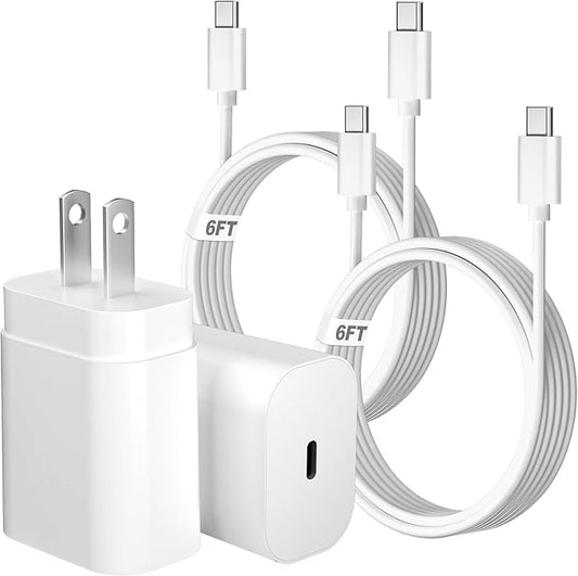 Super Fast USB C Charger for Samsung,25W Samsung Charger Fast Charging Block,2Pack Quick Android Phone Charger 6FT Long Type C Charging Cord for Samsung Galaxy S26 Ultra/S26+/S24+/S23 FE/S22/S21+/S20