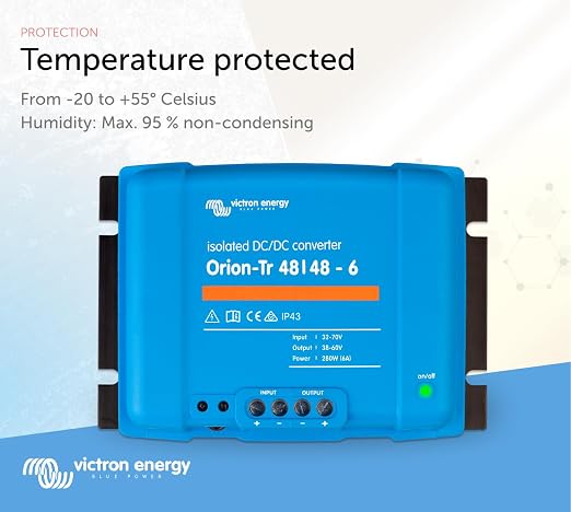 Victron Energy Orion-Tr DC to DC Converter - 48/48-Volt 6 amp 280-Watt | IP43 Protected, for Dual Battery Systems, Isolated