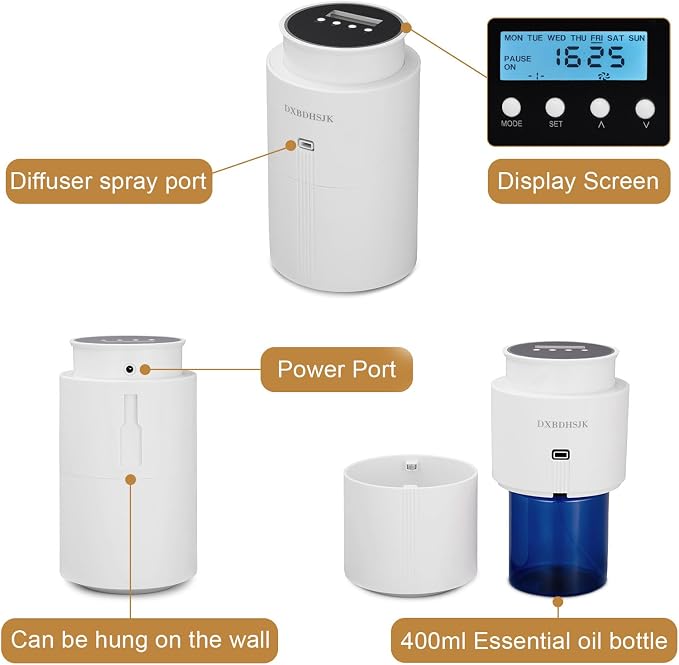 Bluetooth Waterless Diffuser, Smart Home Essential Oil Diffuser, Fragrance Coverage Up to 2,000 Sq Ft, Ideal for Home, Hotel, Office, Restaurant and Spa. (White)