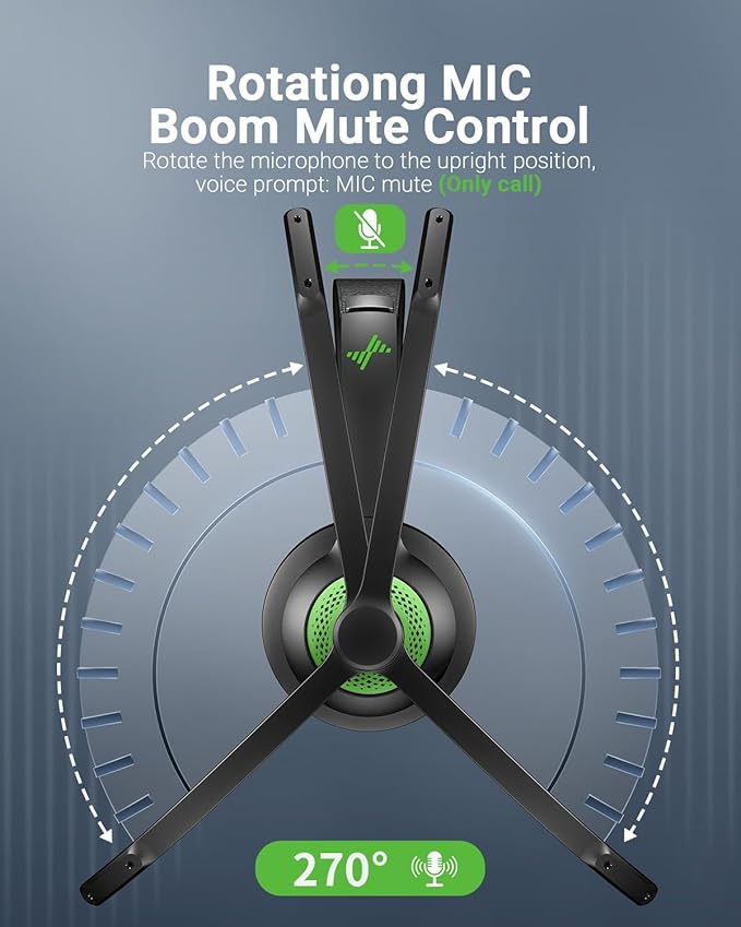 Bluetooth Wireless Headset with Mic for Work, Bluetooth 5.2, Advanced Noise Reduction Microphone, Clear Calls - Comfortable On-Ear Headphones, Applicable to PC, Laptop, Phone, Android, Zoom, Office