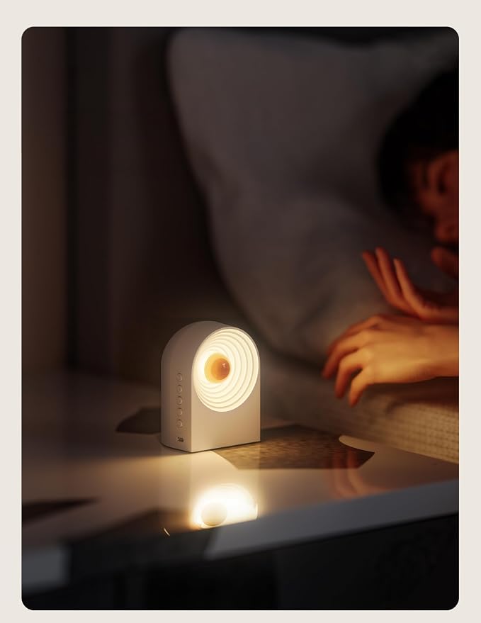 Rechargeable Night Light, NightLight for Kid, Night Stand Light Bedroom, RGB Lights, 4 Light Colors, 1h Timer, One Phone for Two Speaker,1200mha,White