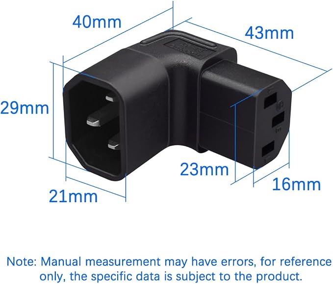 (10Packs C14 to C13 Power Adapter IEC 320 Male C14 to C13 Down Direction Right Angled 90 Degree IEC Female Power Extension Adapter Wall-Mounted LCD TV