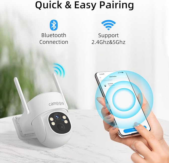 2K Solar Security Cameras Wireless Outdoor, 5/2.4Ghz WiFi Cameras for Home Security, Color Night Vision, Human Detection, Two-Way Audio, SD/Cloud Storage(2 Cameras)