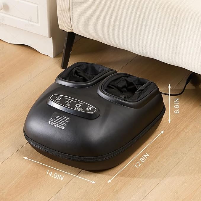 LINGTENG Foot Massager, Heated Foot Massager, Foot Massage with 3 Modes, 3 Intensity Levels, 15-Min Timer, Birthday Gifts for Women Men, Father Day Gifts, Size up to 13"