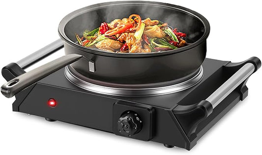 Electric Burner, Electric Hot Plate for Cooking Portable Cooking Stove, Countertop Burner Cooktop for Kitchen, Dorm, Temperature Control, Easy to Clean, Black