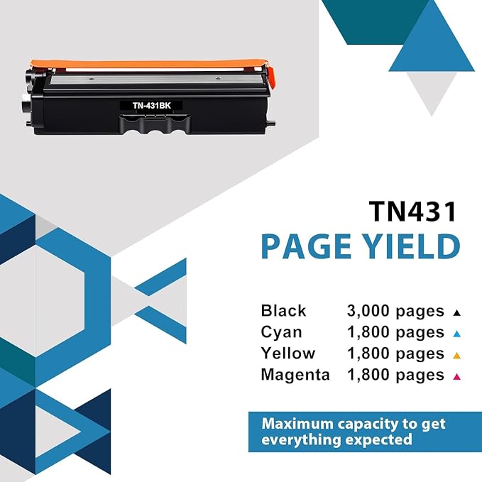 TN-431 TN431 4-Color Toner Cartridge Set 4 Pack Compatible for Brother TN431 TN 431 TN-431 MFC-L8900CDW Toner Cartridges for Brother MFC-L8900CDW HL-L8360CDW HL-L8260CDW HL-L8360CDWT Printer Ink