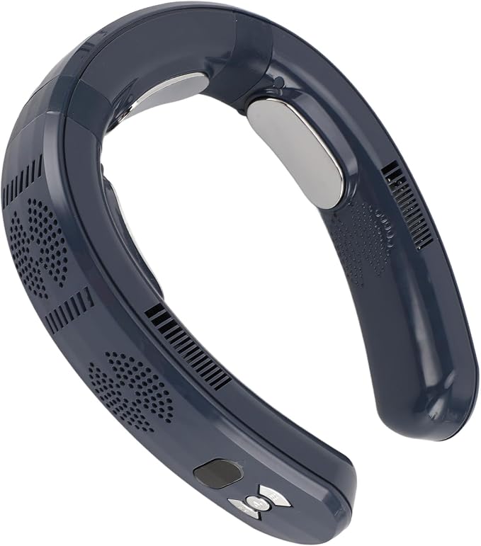 Haofy Rechargeable Bladeless Neck Fan, Portable Cooling Air Conditioner for Outdoor Work, Gym, Office, Travel, Lawn Trimming, Yard Work, 3 Heating Modes (Navy Blue 4)