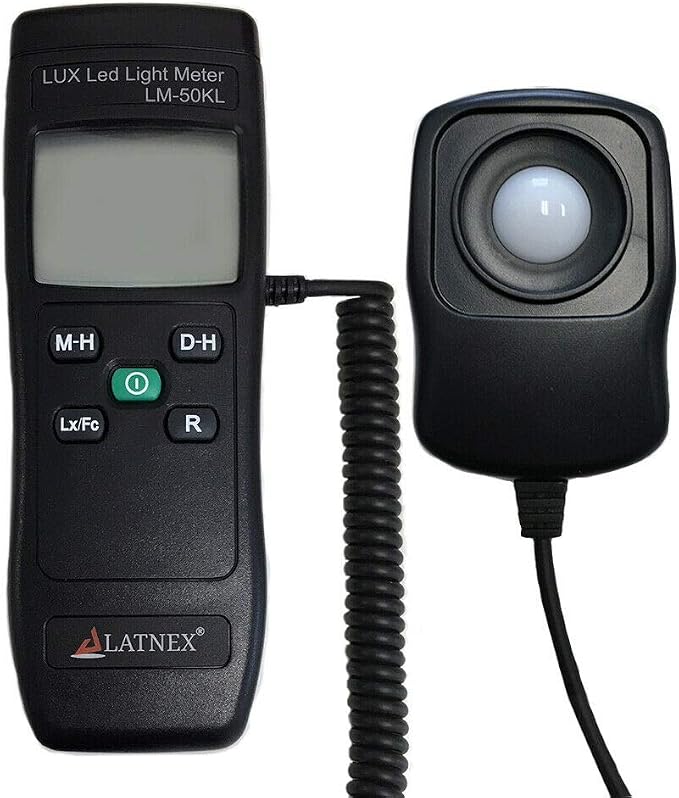 LATNEX Light Meter LM-50KL Measures Lux/Fc - LED/Fluorescent, Industrial, Household, and Photography - Calibration Certificate Included