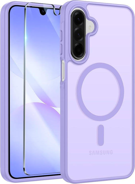 FNTCASE for Galaxy A26 5G Phone Case: Magnetic Matte Translucent Military Grade Drop Protection Cell Phone Cover - Slim Rugged Durable Shockproof Protective for Samsung A26 Cases - Light Purple