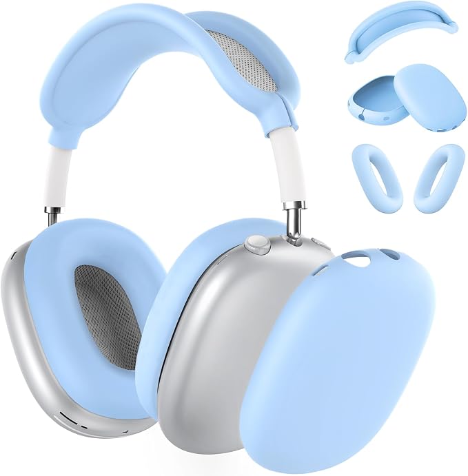 Silicone Case Cover for AirPods Max Headphones,Ear Pad Case Cover/Ear Cups Cover/Headband Cover for AirPod Max 2/1(2026/2024/2020)(USB-C/Lightning),Silicone Accessories for Apple AirPod Max 2,Sky Blue