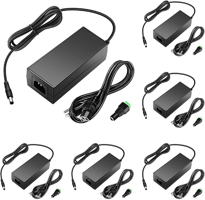 SHNITPWR 24V Power Supply 3A 72W AC/DC Adapter, 6-Pack 100~240V AC to DC 24 Volt 3amp 2.7A 2.5A 2.3A Converter Transformer 5.5x2.5mm Plug for LED Strip Lights 3D Printer CCTV Camera LCD Monitor