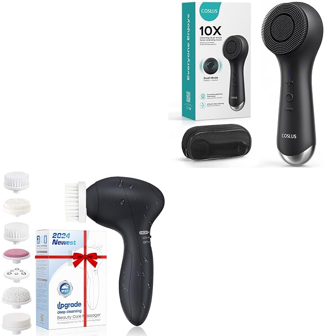 COSLUS Facial Cleansing Brush Silicone Face Scrubber:Electric Exfoliating Silicone Electric Exfoliator Scrubber