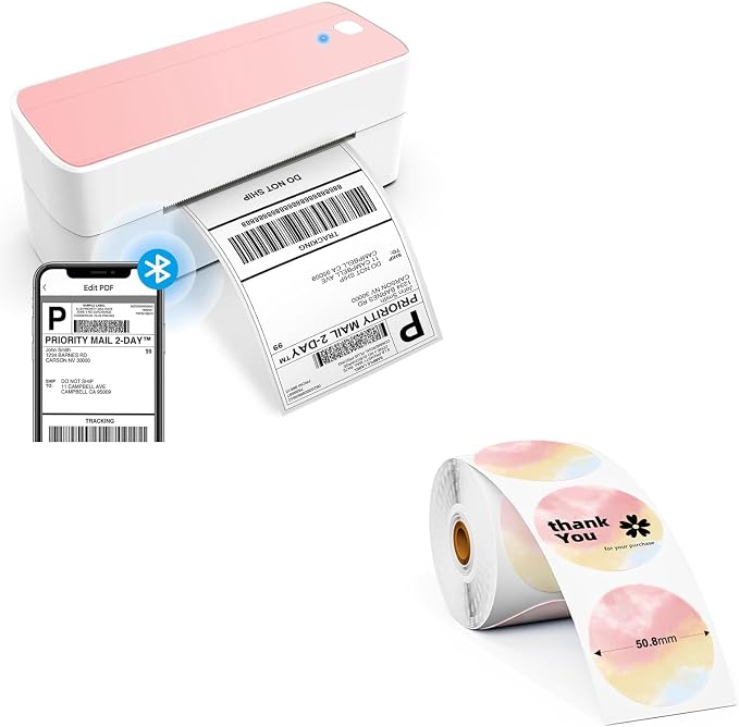 ASprink Thermal Label Printer with 2"×2" Color Circle Thermal Labels(750)
