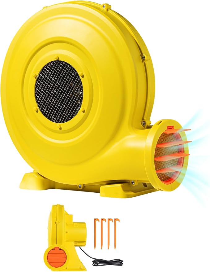 VEVOR Inflatable Blower, Electric Air Blower, Bounce House Blowing Pump, Commercial Corded Fan Pump for Castle Wate Slides Water Slide Bouncy Castle