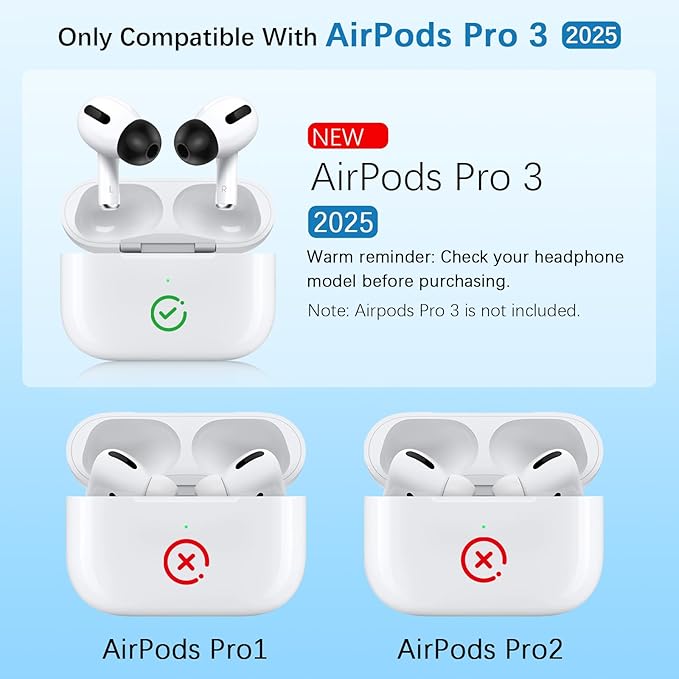【2025 Release】 KASOTT Memory Foam Replacement Ear Tips for AirPods Pro 3- Enhanced Bass,Superior Noise Isolation,Soft&Comfortable,Stable,Anti-Slip,Fits in Charging Case,3 Pairs (Black, Small)