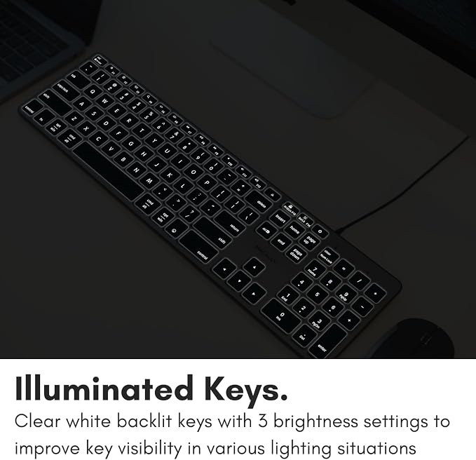 Macally Wired Keyboard for Mac with USB Hub (2X USB-A / 1x USB-C) - Compatible Backlit Apple Keyboard with Dual Interface - Auto OS Detection for Mac, MacBook Pro/Air, iMac, PC, Android, iPad, iOS