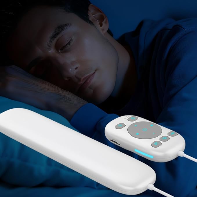 Pillow Speaker with Remote for Sleeping - Bone Conduction Speaker with 36 Built-in White Noise, Silent Bluetooth Speakers Under Pillow, Portable Sleep Bar (with TF Card, White)