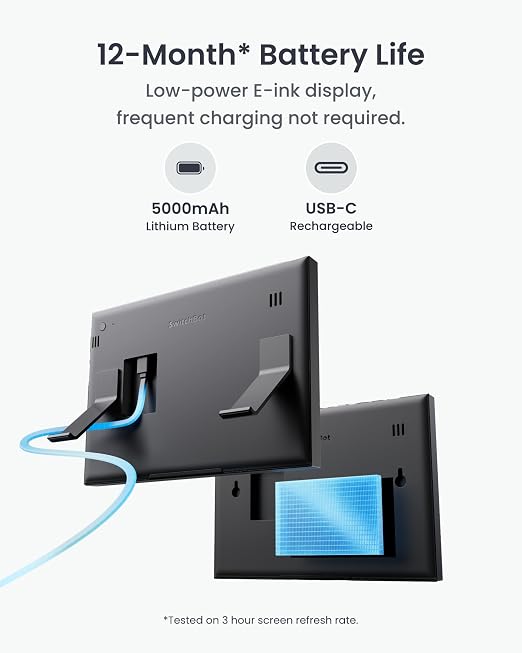 SwitchBot Smart E-Ink Home Dashboard, 7.5" Weather Station, Wireless Indoor & Outdoor Temperature and Humidity Monitor, Electronic Calendar Compatible with Google, iCloud, Outlook(Support 2.4GHz+BLE)