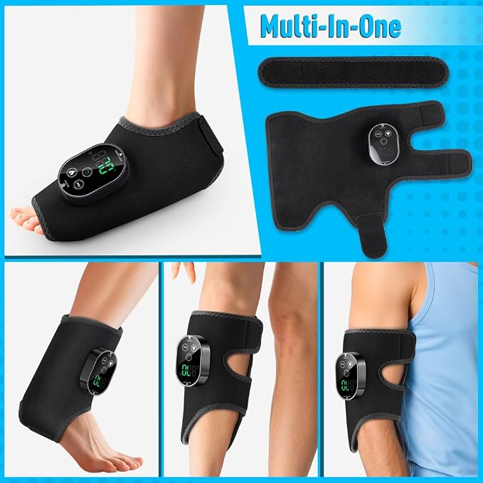 2-Pack Cordless Foot and Ankle Massager, Ankle Heating Pad with Massage, 6 Heat Levels & 3 Massage Modes with Timer (Black)