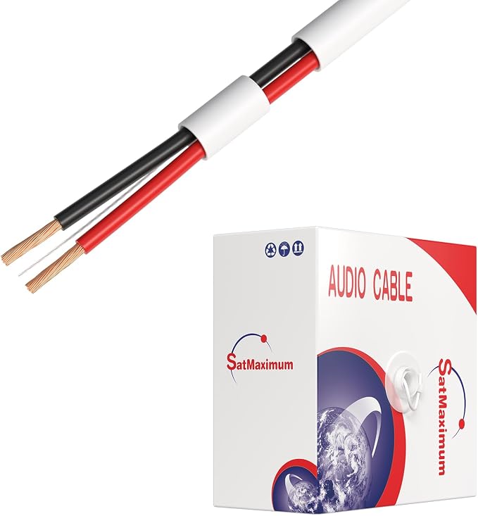 Cables Direct Online 50FT 18/2 Speaker Wire CL2 Rated Indoor Low Voltage Copper Clad Aluminum (CCA) 18 Gauge 2 Conductors Cable with Easy Pull Box – Perfect for in-Wall Installation