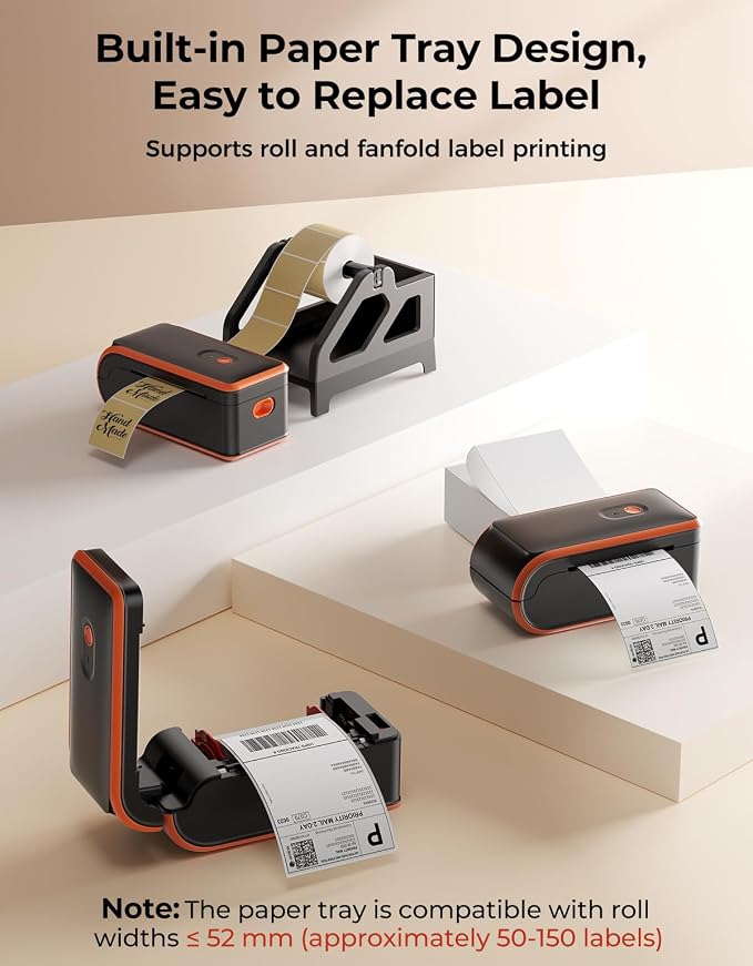 MUNBYN MC240 Bluetooth Thermal Label Printer+2 Inch Round Thermal Labels+Shipping Label Holder