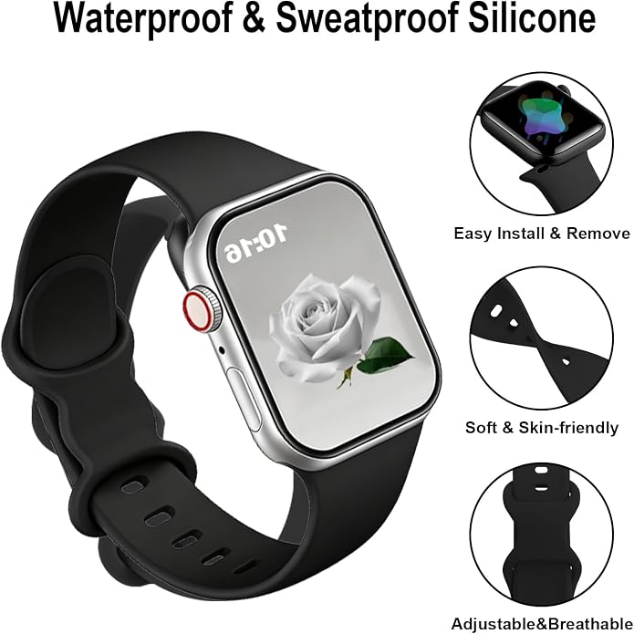 18 Pack Sport Band Compatible with Apple Watch Bands 40mm 41mm 42mm 44mm 45mm 46mm for Women Men,Silicone iWatch Bands with Screen Protector Case for iWatch 10 9 8 7 6 5 4 SE (Select the Right Size)